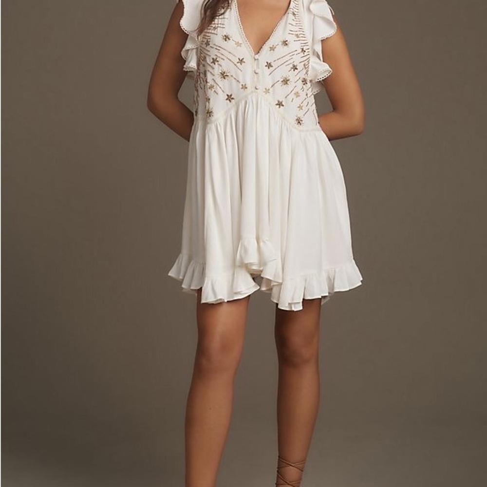 By Anthropologie V-Neck Sequin Swing Dress